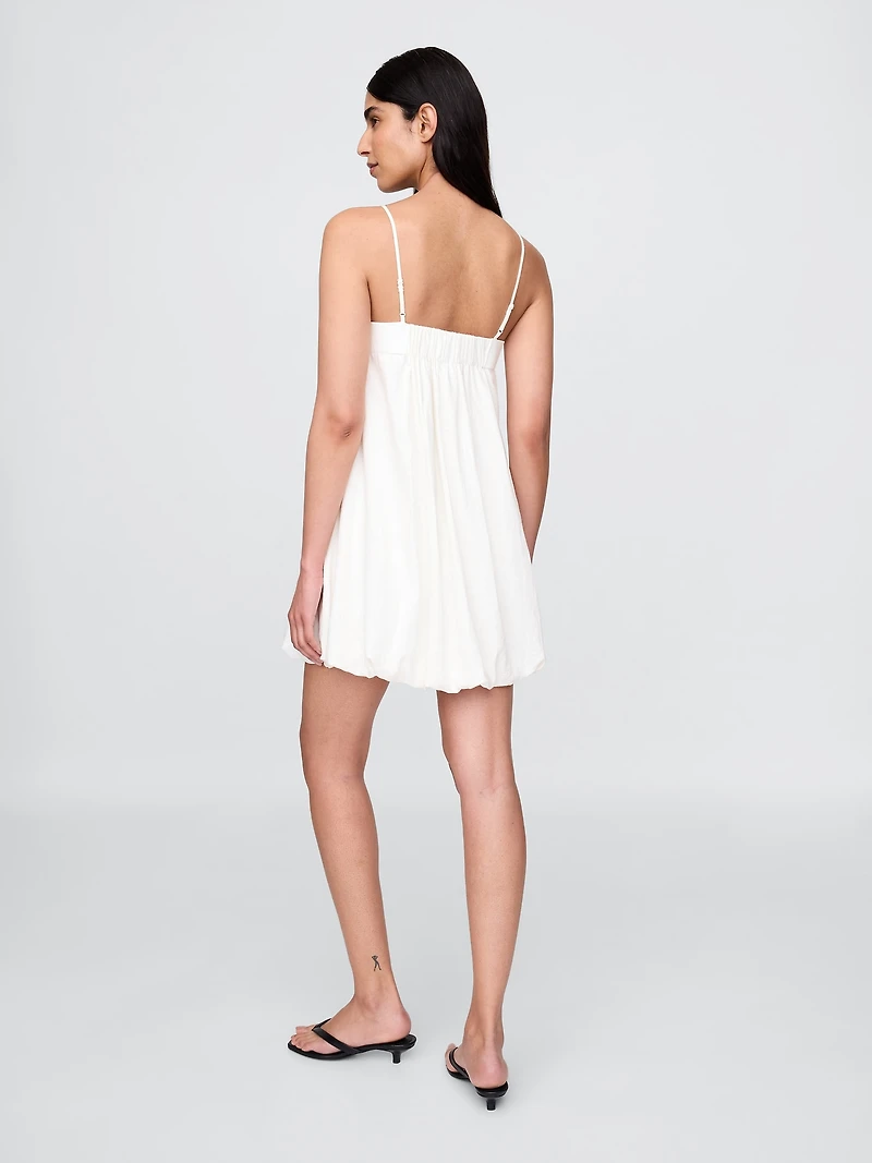 Linen-Blend Bubble Mini Dress