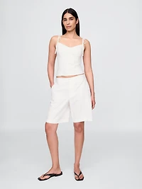 365 Low Rise Linen-Blend Trouser Shorts