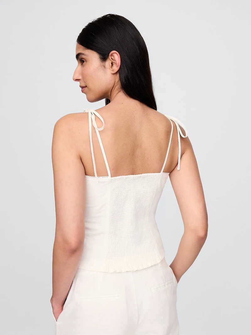 Linen-Blend Tie-Strap Cami