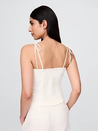 Linen-Blend Tie-Strap Cami