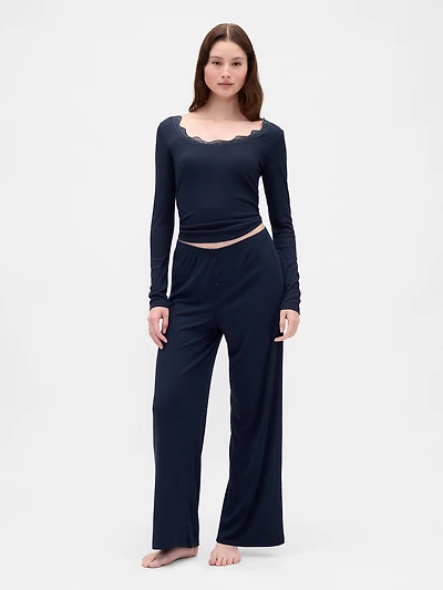 Mini Rib Wide-Leg PJ Pants