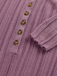 Sheer Rib Henley Sweater