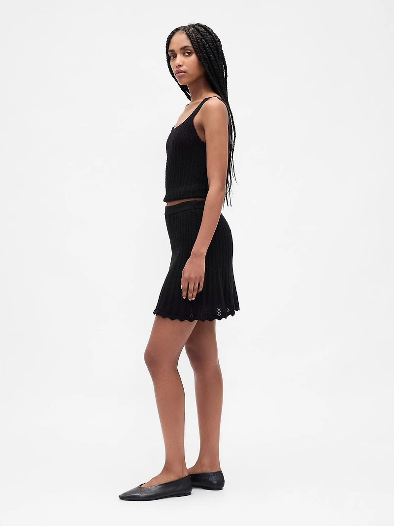 100% Cotton Pointelle Mini Skirt