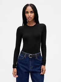 Sheer Rib Sweater Bodysuit