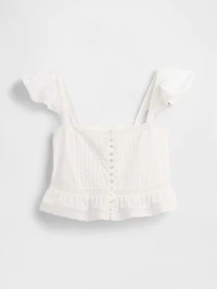 Lace Ruffle Voile Peplum Crop Top