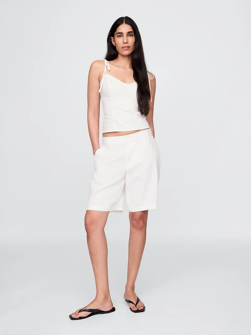 365 Low Rise Linen-Blend Trouser Shorts