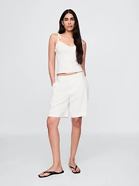 365 Low Rise Linen-Blend Trouser Shorts