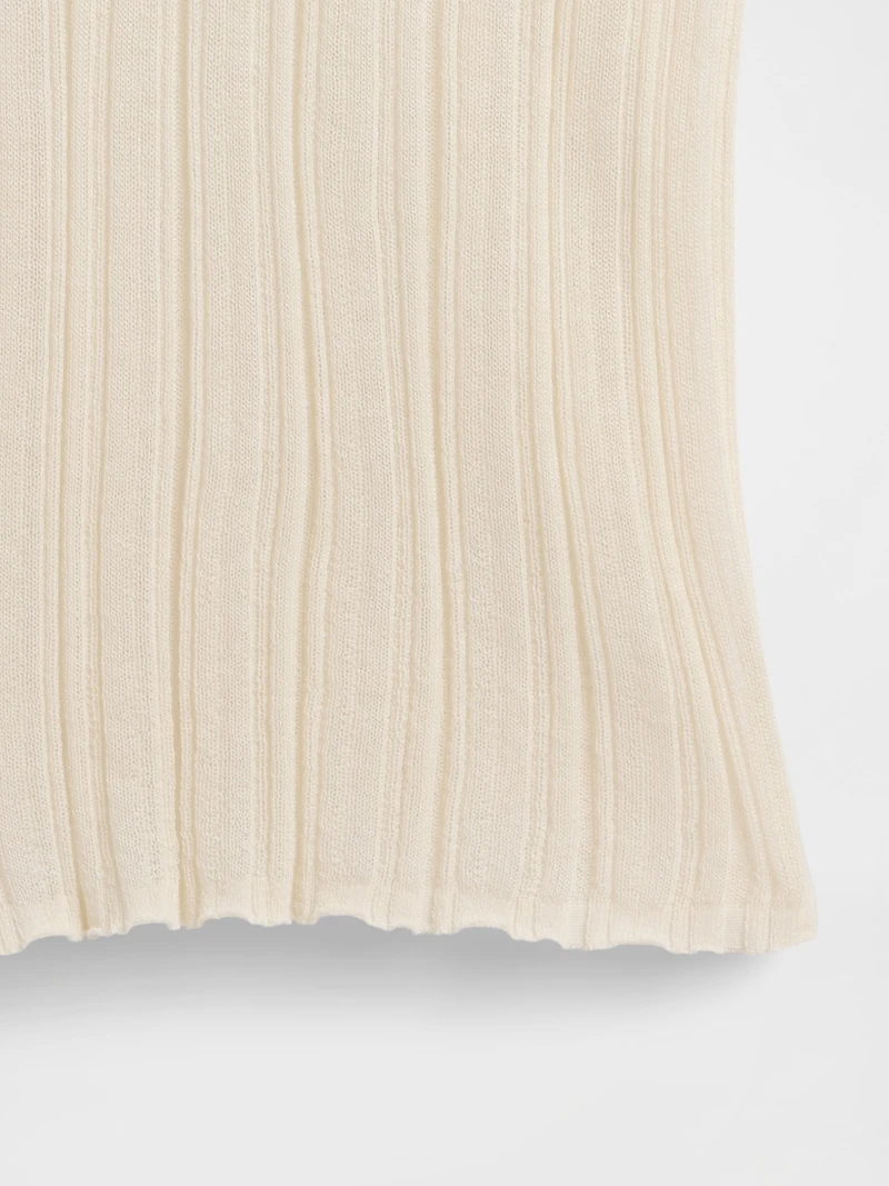 Sheer Rib Henley Sweater