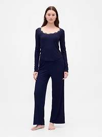 Mini Rib Lace-Trim PJ Top