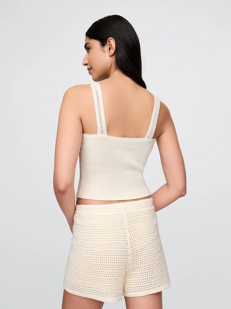 Crochet Sweater Crop Tank Top