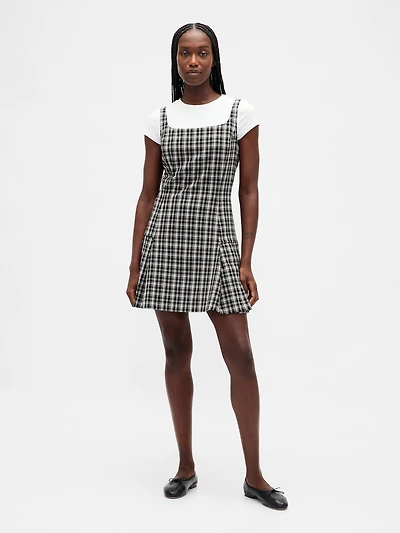 Square-Neck Pleated Mini Dress