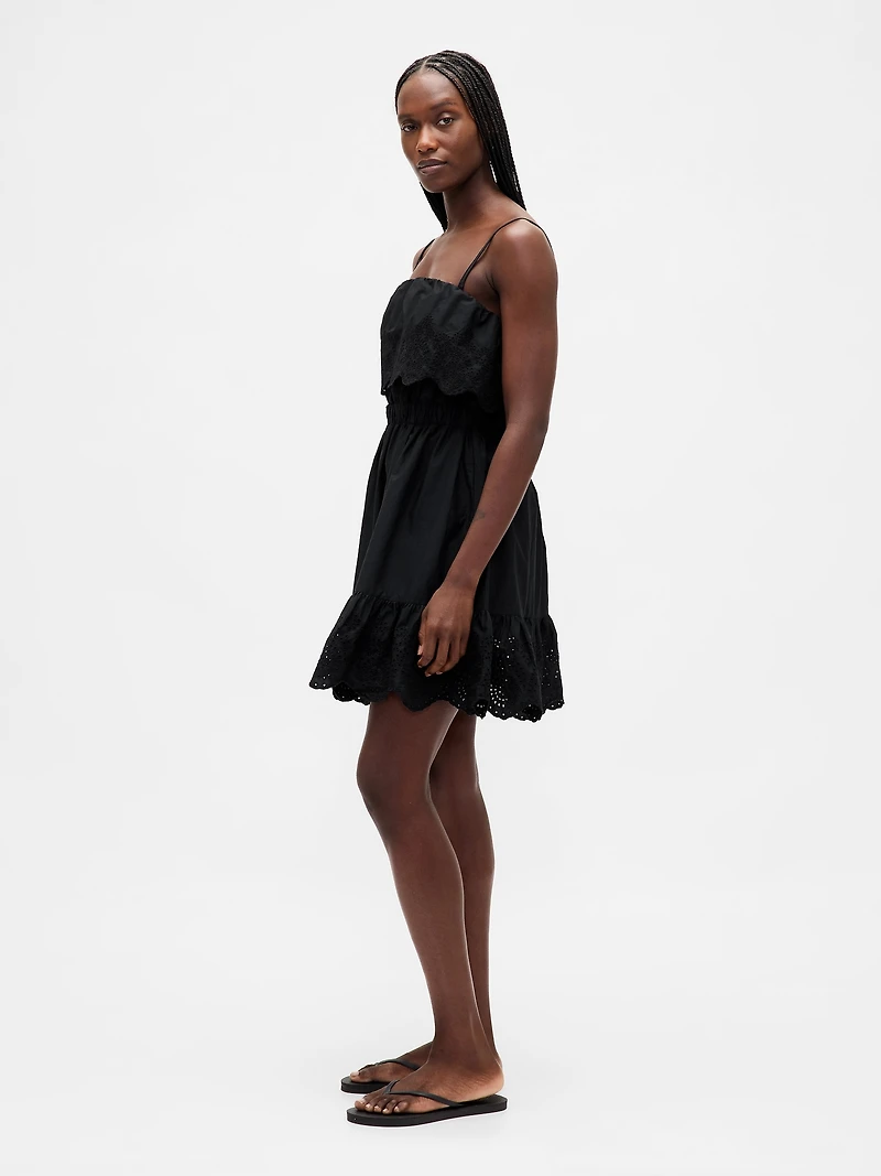 Eyelet Ruffle Mini Dress