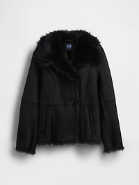 Vegan Suede & Faux Fur Jacket