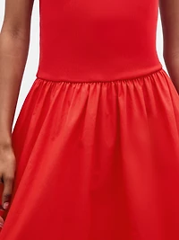 Mixed Media Drop-Waist Maxi Dress