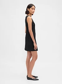 Linen-Blend Button-Front Mini Dress