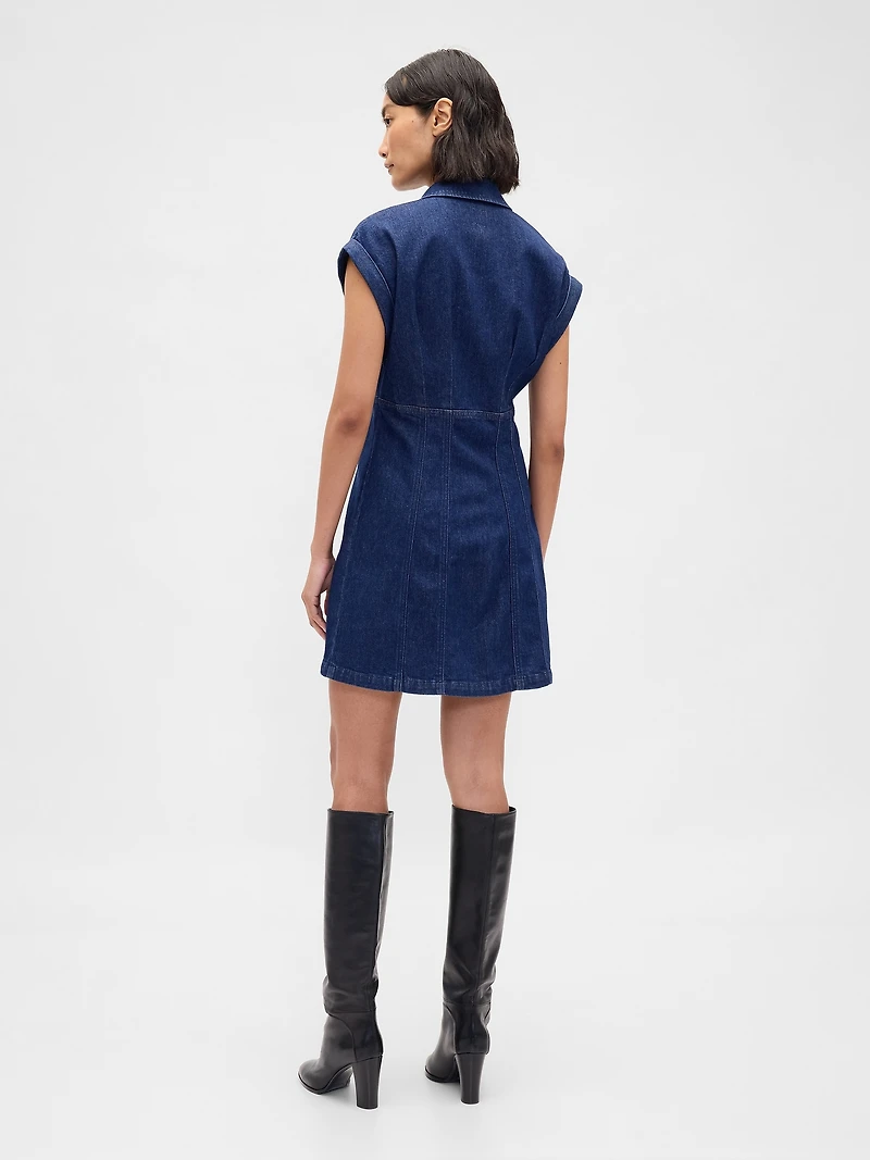 Denim Seamed Mini Dress
