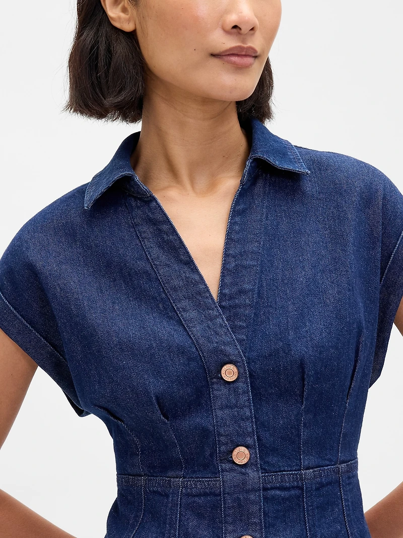 Denim Seamed Mini Dress