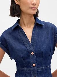 Denim Seamed Mini Dress