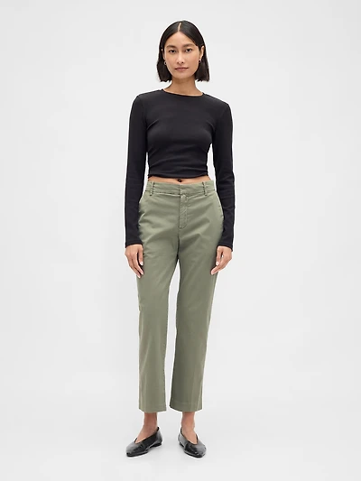 Mid Rise Straight Khakis