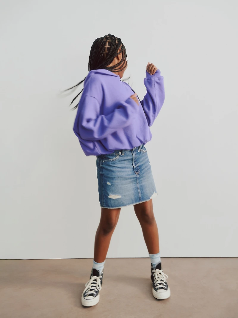 Kids High Rise Denim Skirt