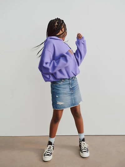 Kids High Rise Denim Skirt
