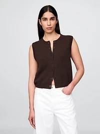 Cropped Cardigan Sweater Vest