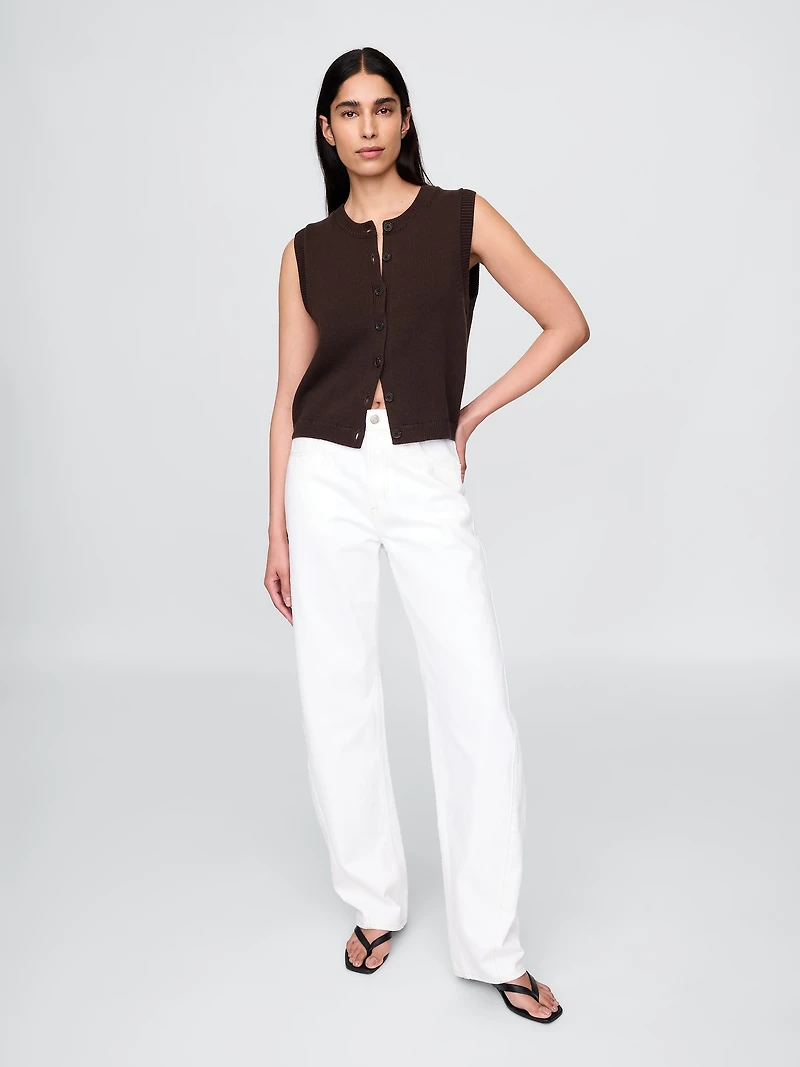 Cropped Cardigan Sweater Vest
