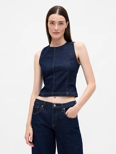 Denim Crop Shell Tank Top