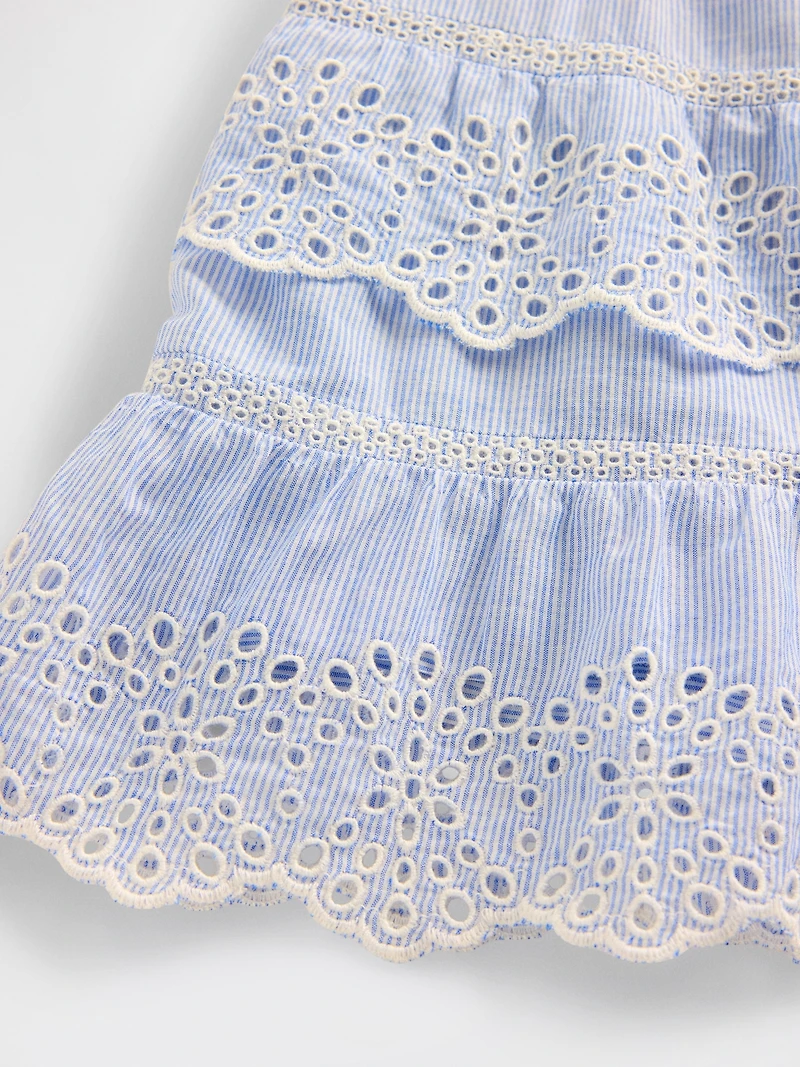 Eyelet Ruffle Mini Skort
