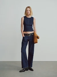 Denim Crop Shell Tank Top