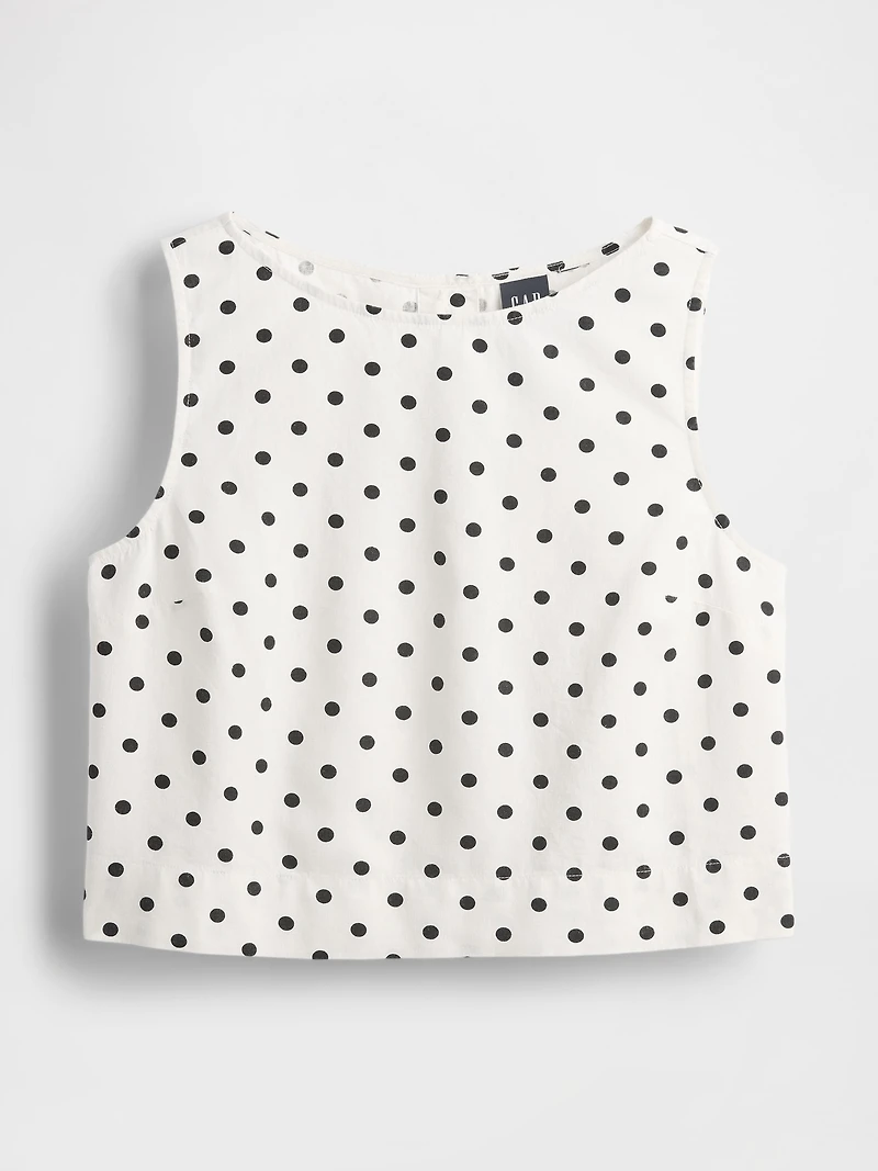 Linen-Blend Crop Shell Tank Top