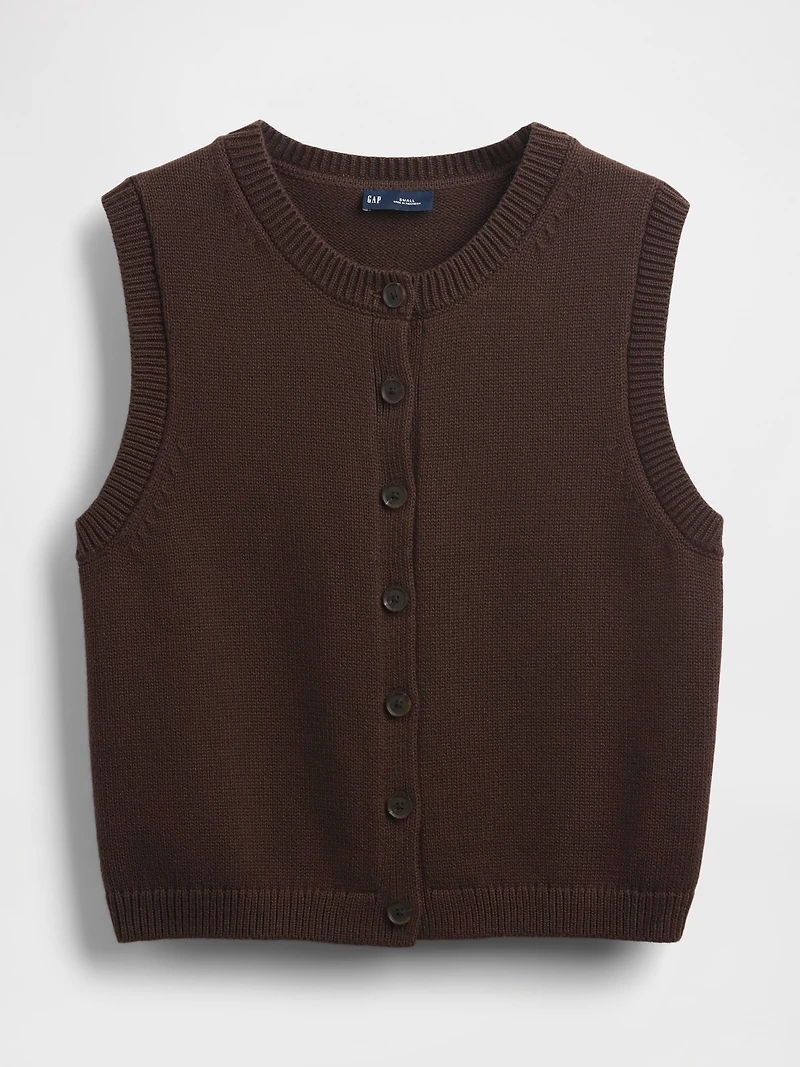 Cropped Cardigan Sweater Vest