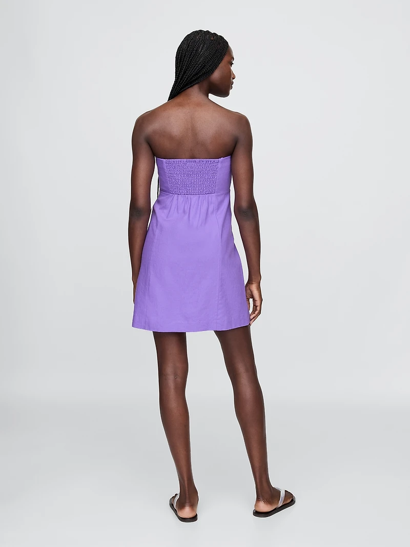 Linen-Blend Mini Dress