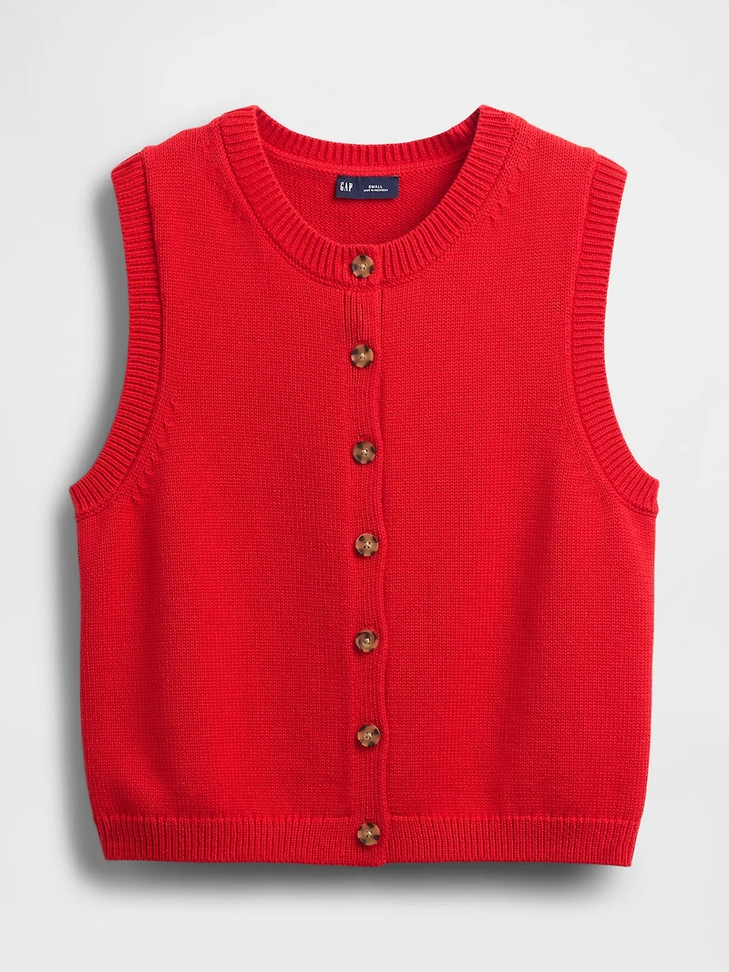 Cropped Cardigan Sweater Vest