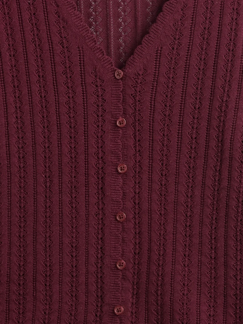 100% Cotton Pointelle Cardigan