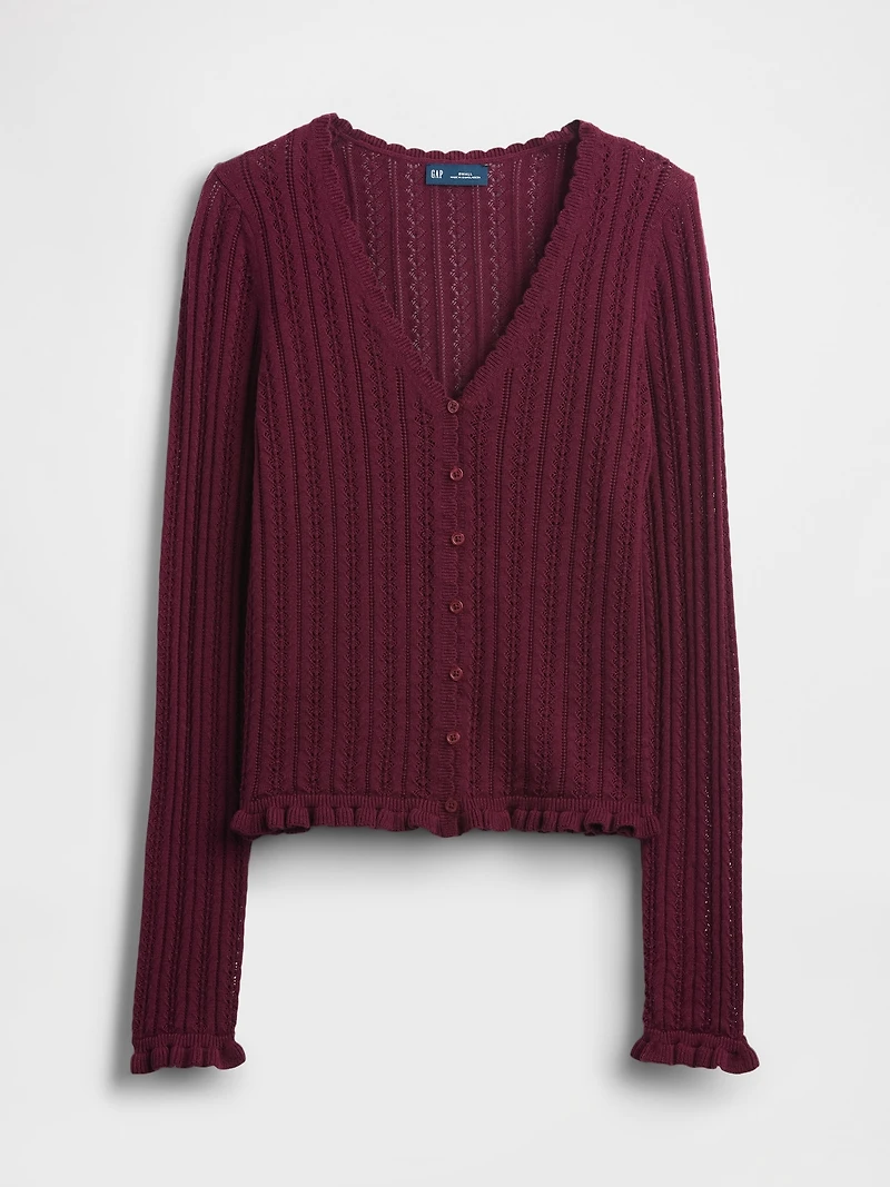 100% Cotton Pointelle Cardigan