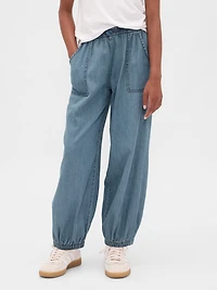 Kids High Rise Denim Baggy Joggers