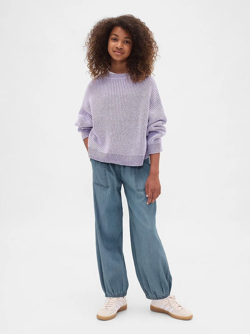 Kids High Rise Denim Baggy Joggers