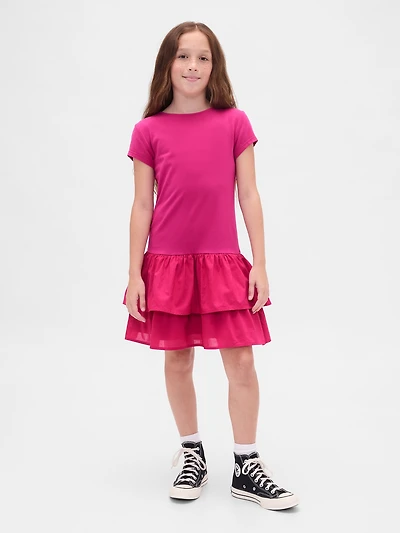 Kids Drop-Waist Ruffle Dress