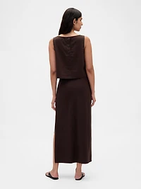 Linen-Blend Midi Skirt