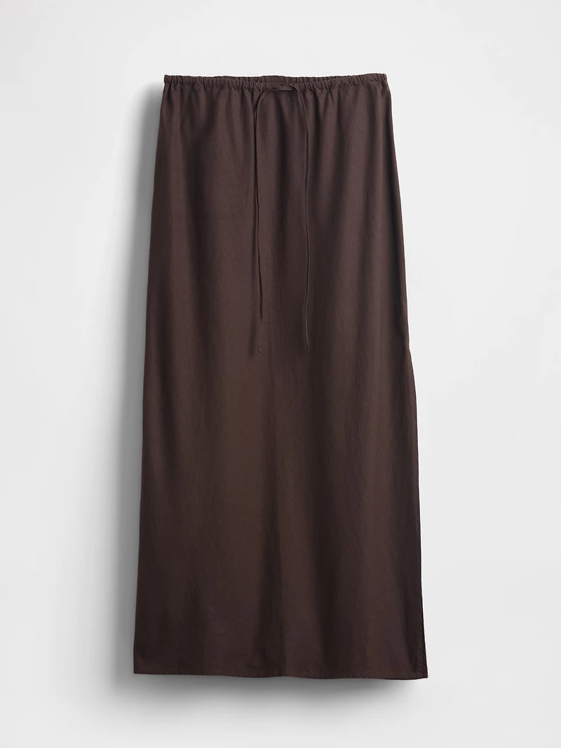 Linen-Blend Midi Skirt