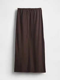 Linen-Blend Midi Skirt