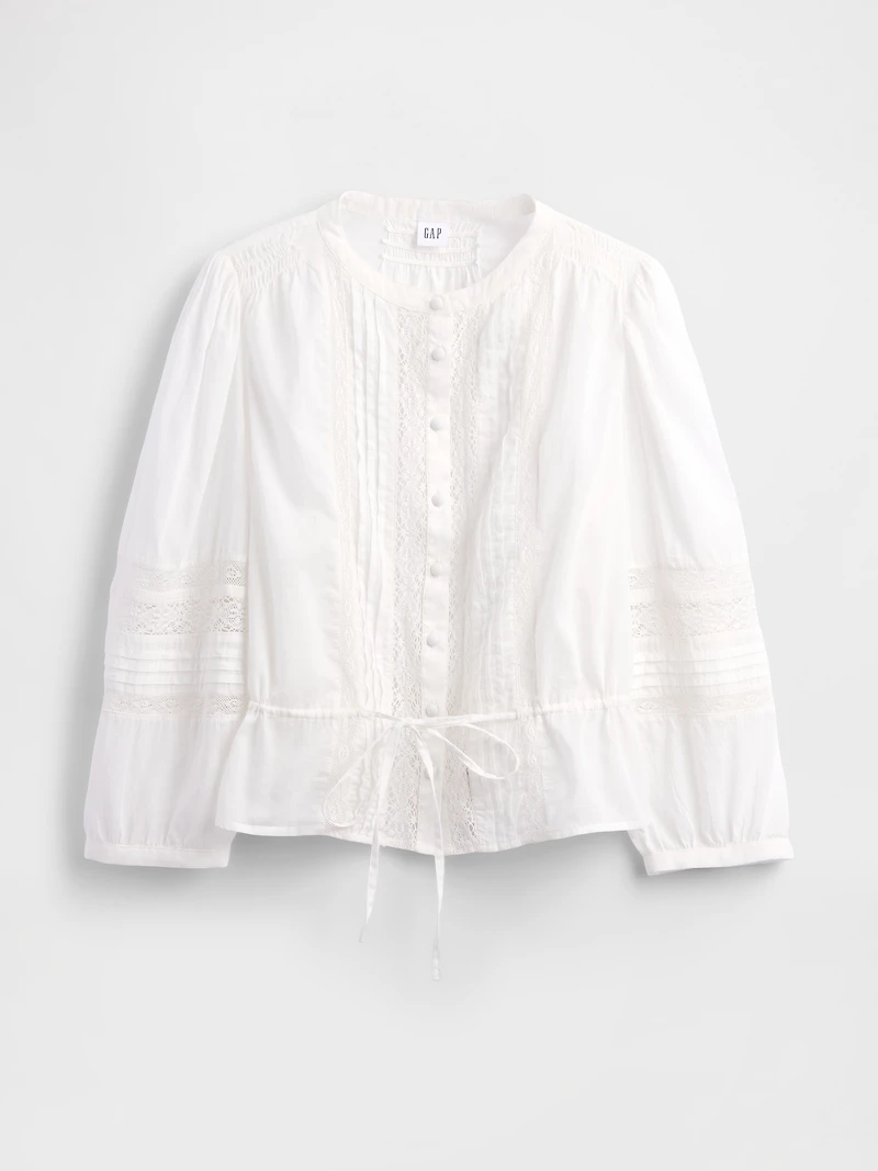 Lace-Trim Voile Top