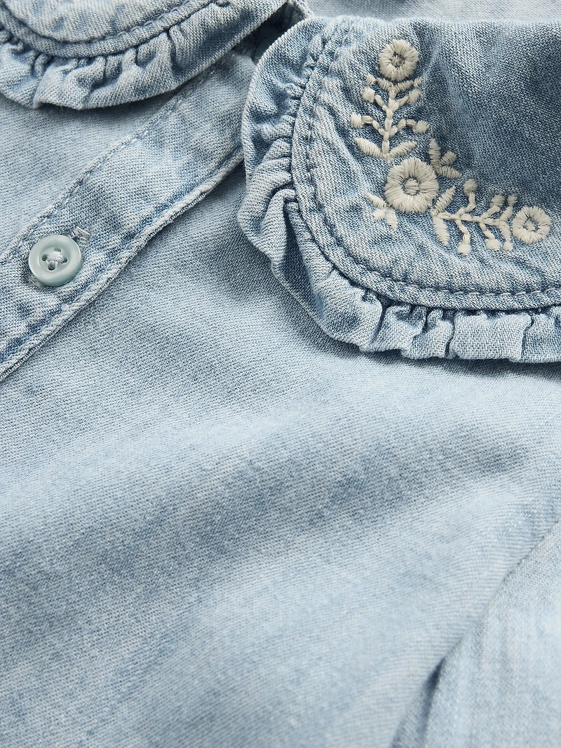 Baby & Toddler Denim Ruffle Collar Shirt