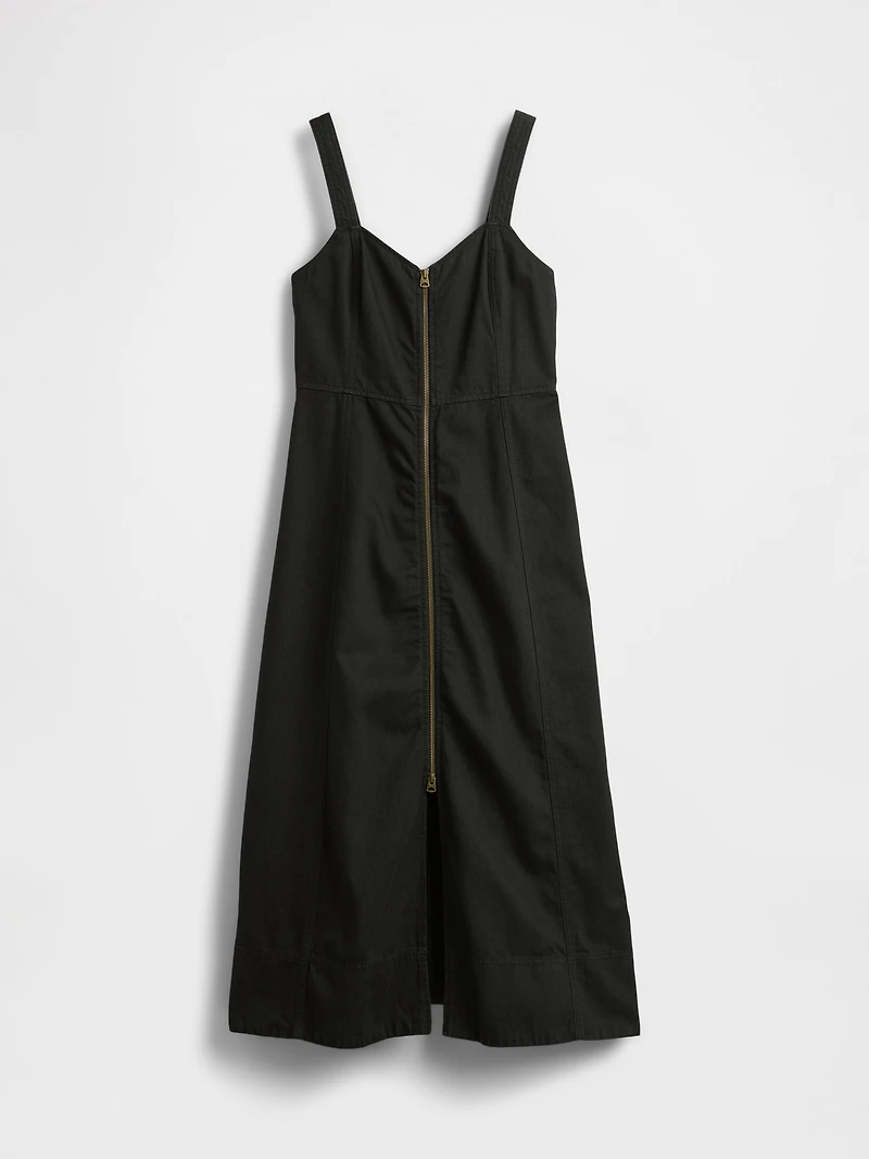 UltraSoft Denim Zip-Front Maxi Dress