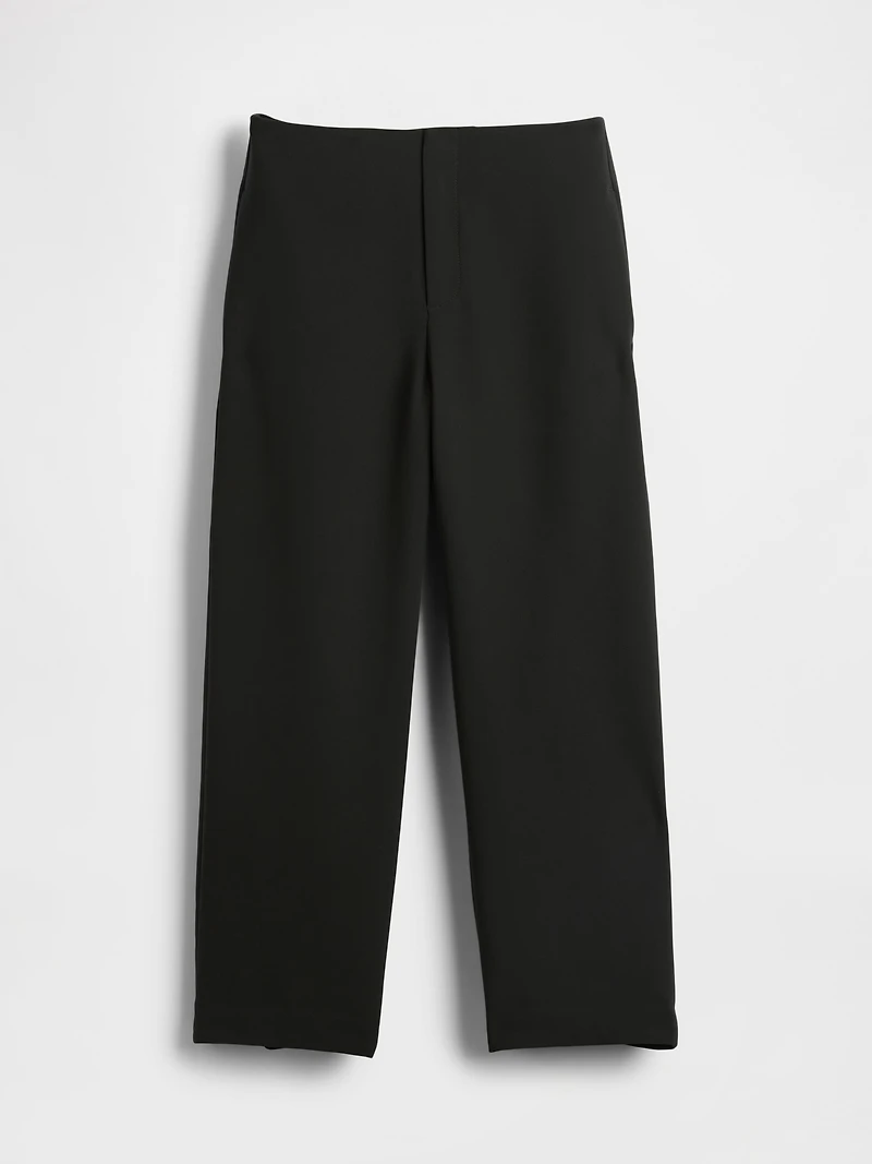 High Rise Twill Straight Ankle Pants
