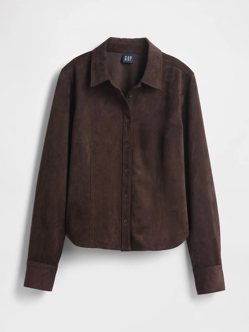 Vegan Suede Fitted Shirt
