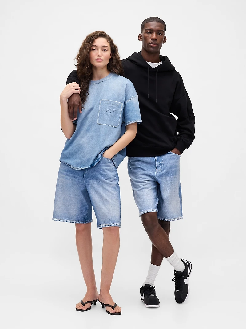 Gap × BÉIS Knit Denim Baggy Shorts