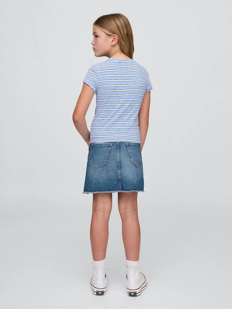 Kids High Rise Denim Skirt