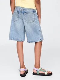 Kids Mid Rise Longline Denim Shorts